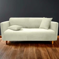 douceur d'intu017drieur Housse de canapé extensible effet gaufré (225 x 245 cm) Sacha Blanc Best