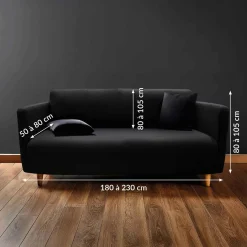 douceur d'intu017drieur Housse de canapé extensible (225 x 245 cm) Mila Noir Best