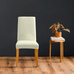 douceur d'intu017drieur Housse de chaise extensible effet gaufré (40 x 40 cm) Sacha Blanc Clearance