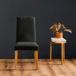 douceur d'intu017drieur Housse de Chaise extensible effet gaufré (40 x 40 cm) Sacha Noir Hot
