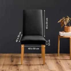 douceur d'intu017drieur Housse de chaise extensible (40 x 40 cm) Mila Noir Clearance