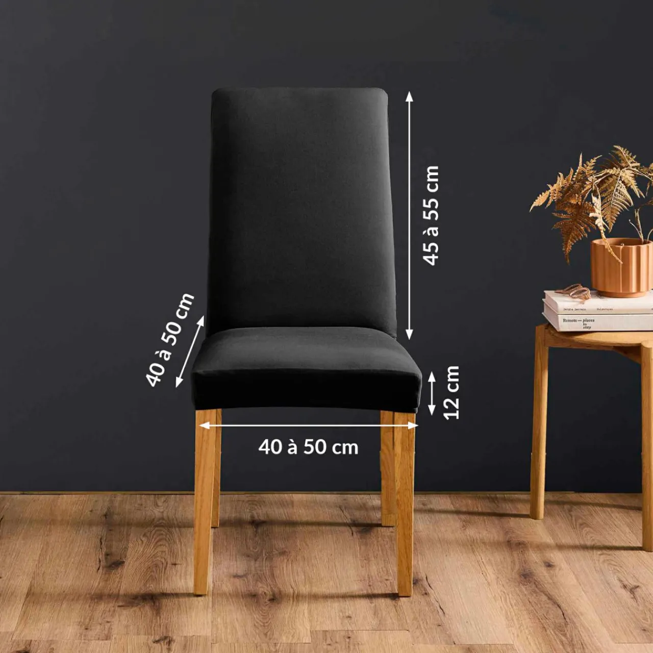 douceur d'intu017drieur Housse de chaise extensible (40 x 40 cm) Mila Noir Clearance