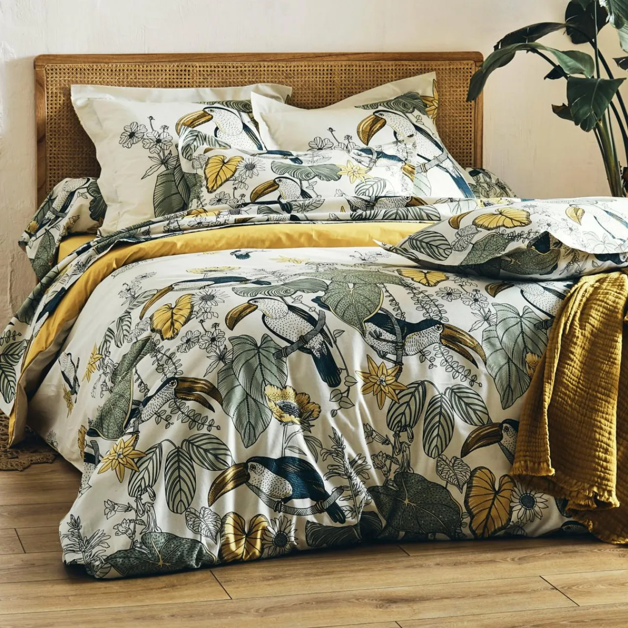 TRADILINGE Housse de couette coton lavé (200 x 200 cm) Toco e Vert Outlet