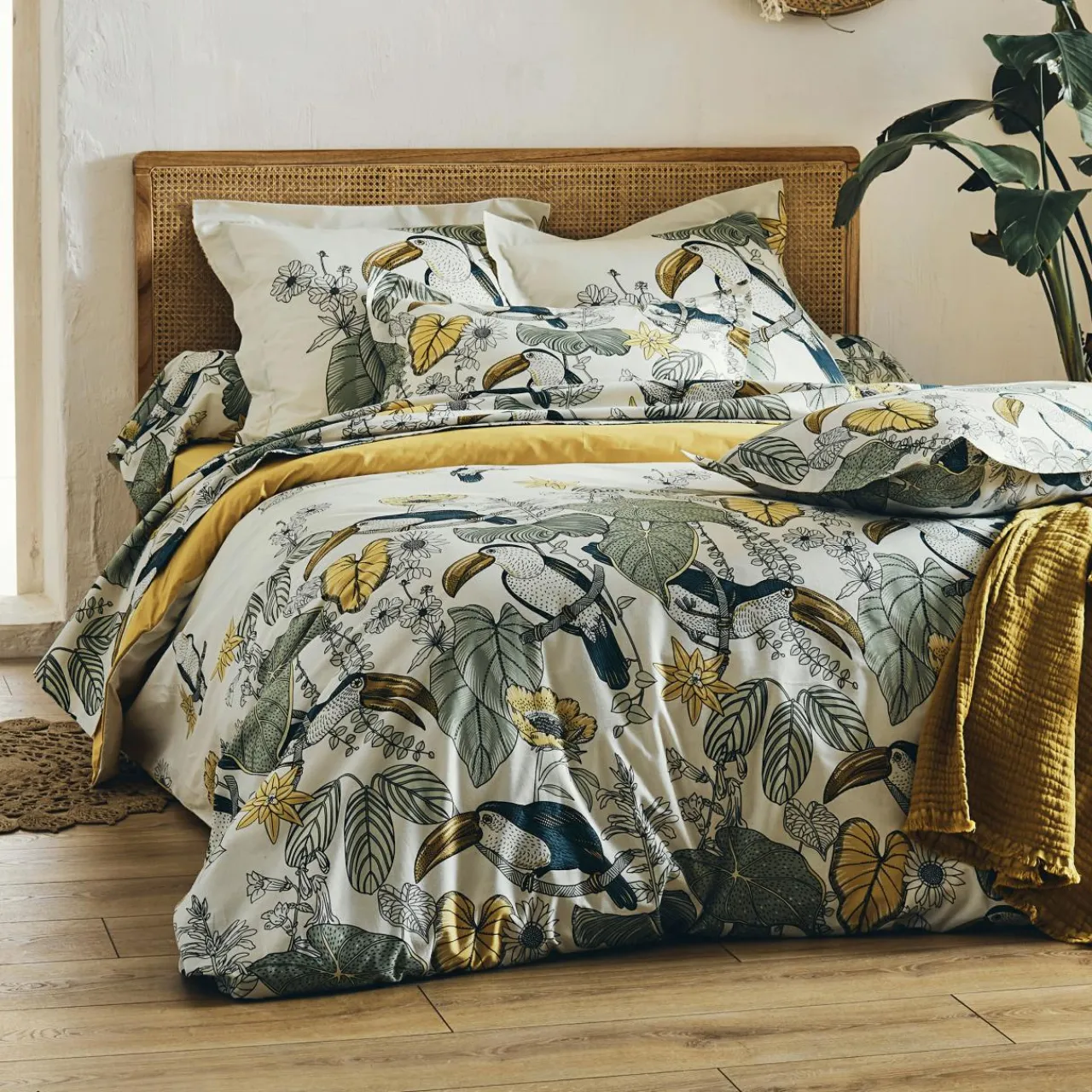 TRADILINGE Housse de couette coton lavé (300 x 240 cm) Toco e Vert Hot