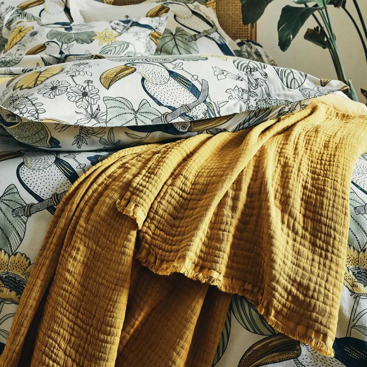 TRADILINGE Housse de couette coton lavé (300 x 240 cm) Toco e Vert Hot
