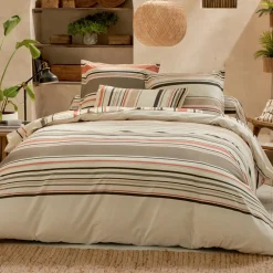 TRADI LINGE Housse de couette coton lavé (260 x 240 cm) Hugo Corail Orange Sale
