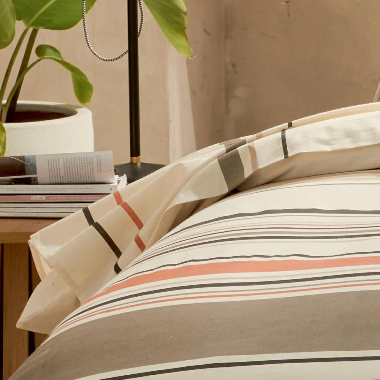 TRADI LINGE Housse de couette coton lavé (140 x 200 cm) Hugo Corail Orange Clearance