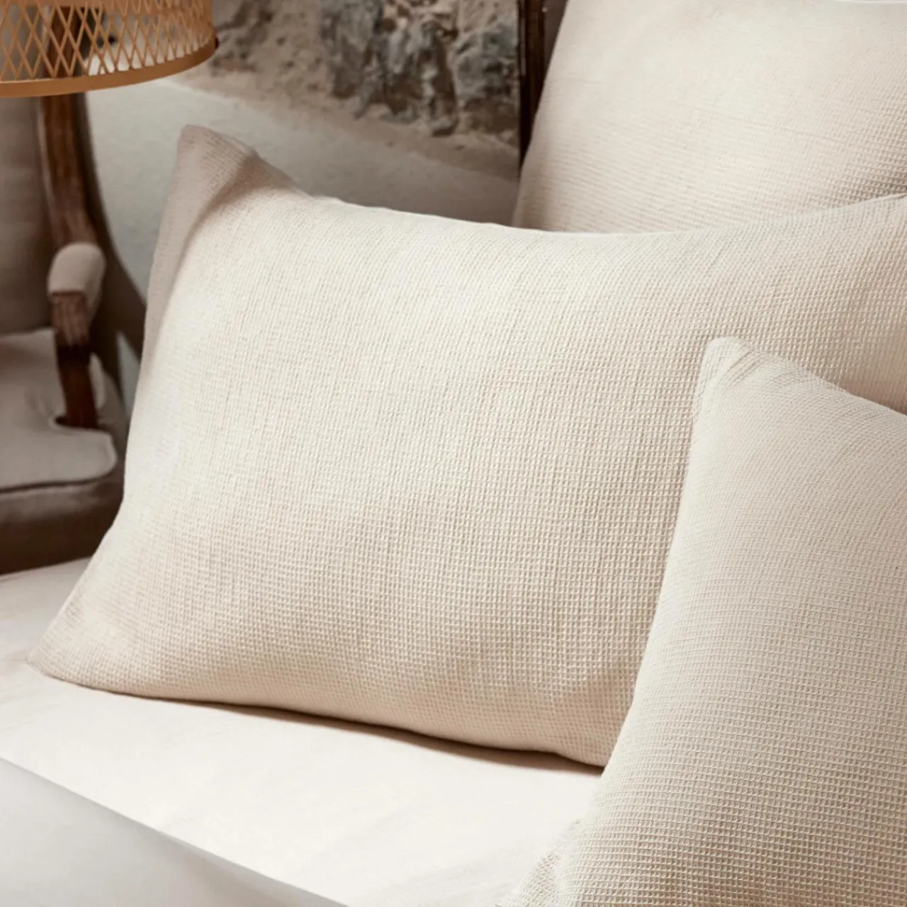 EMINZA Housse de couette coton nid d'abeille (240 x 220 cm) Eva Beige