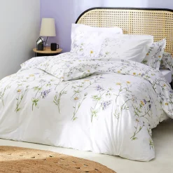 TRADILINGE Housse de couette coton (260 x 240 cm) Foliflora he Blanc New