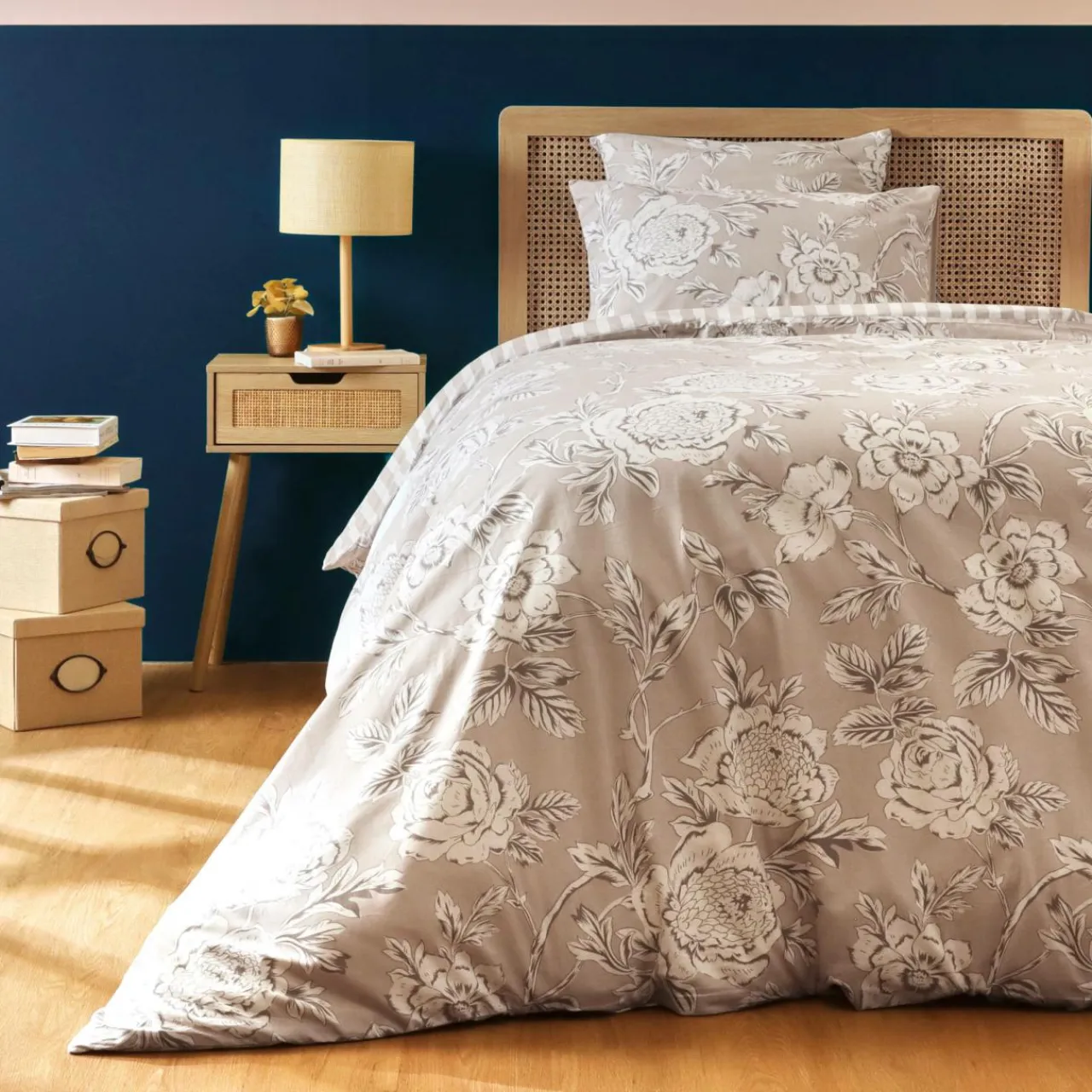 EMINZA Housse de couette coton (140 x 200 cm) Lara Beige Sale
