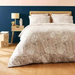 EMINZA Housse de couette coton (240 x 220 cm) Lara Beige Discount