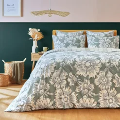 EMINZA Housse de couette coton (260 x 240 cm) Lara Vert Clearance