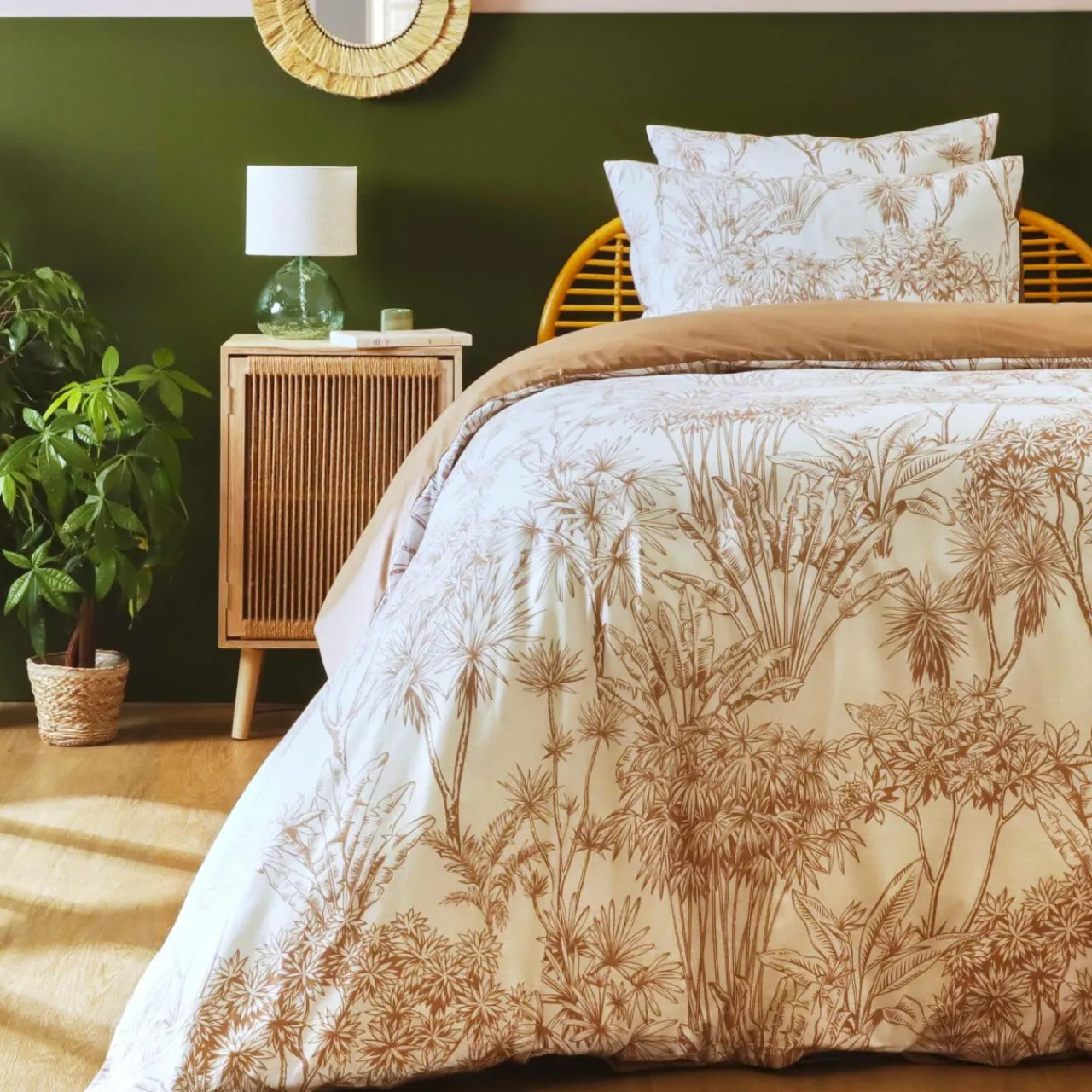 EMINZA Housse de couette coton (140 x 200 cm) Lara Marron Outlet