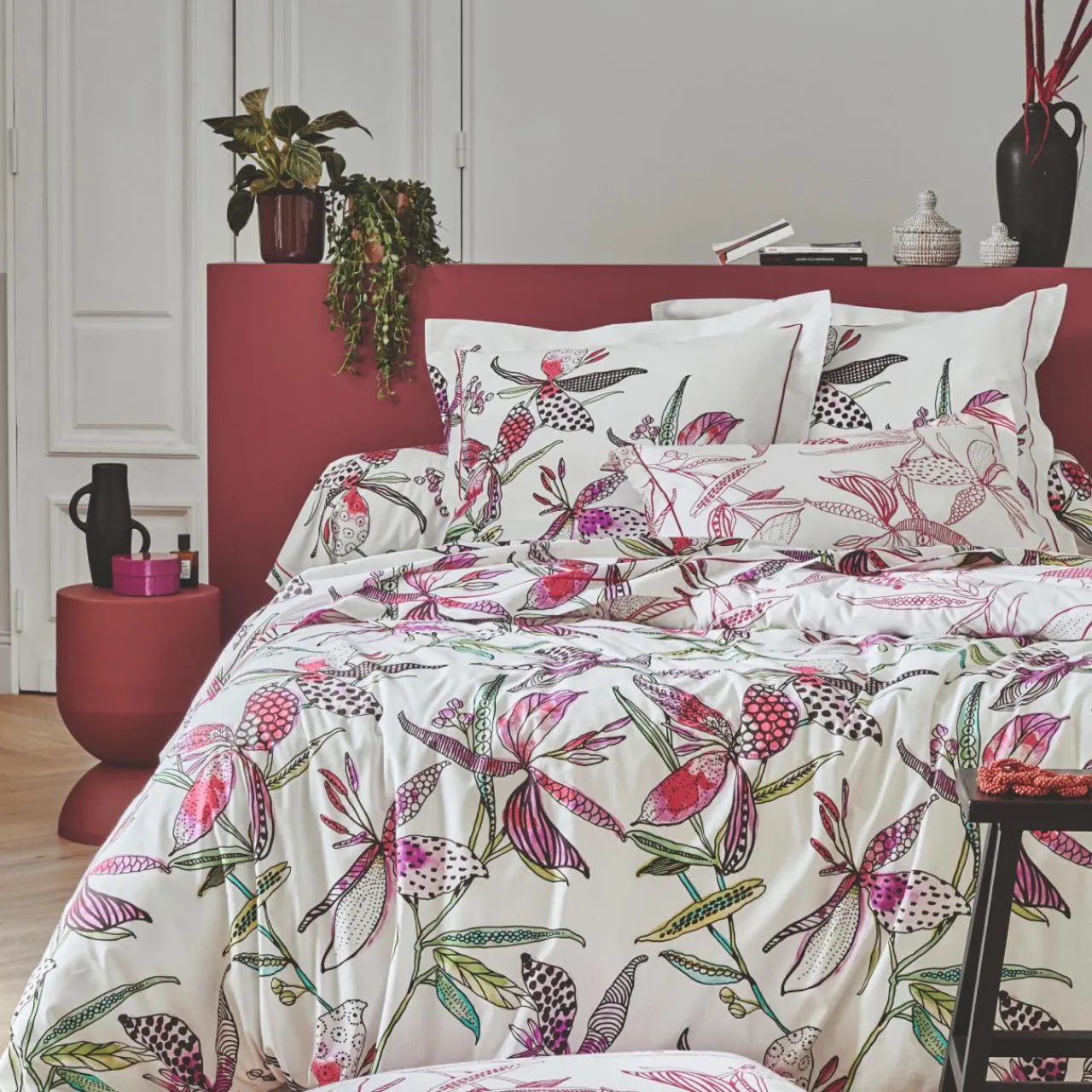 TRADILINGE Housse de couette coton (240 x 220 cm) Pénélope Rose New
