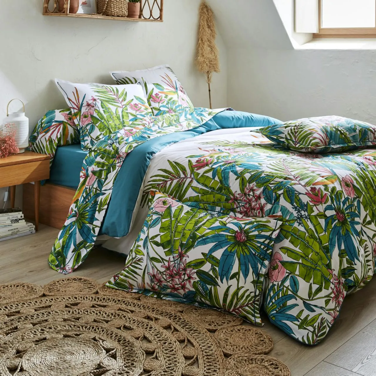 TRADILINGE Housse de couette coton (240 x 220 cm) Sumatra Paon Multicolore New
