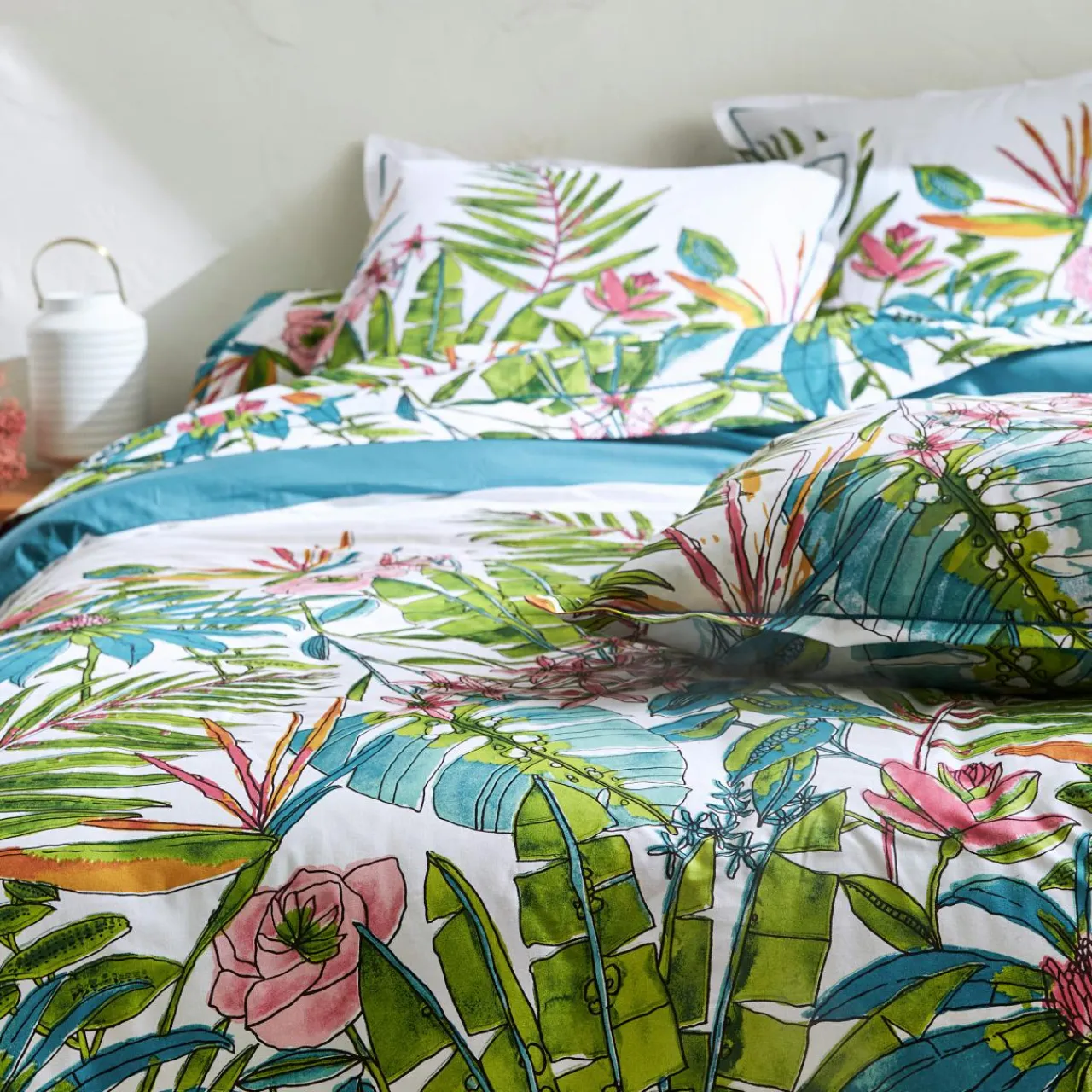 TRADILINGE Housse de couette coton (240 x 220 cm) Sumatra Paon Multicolore New