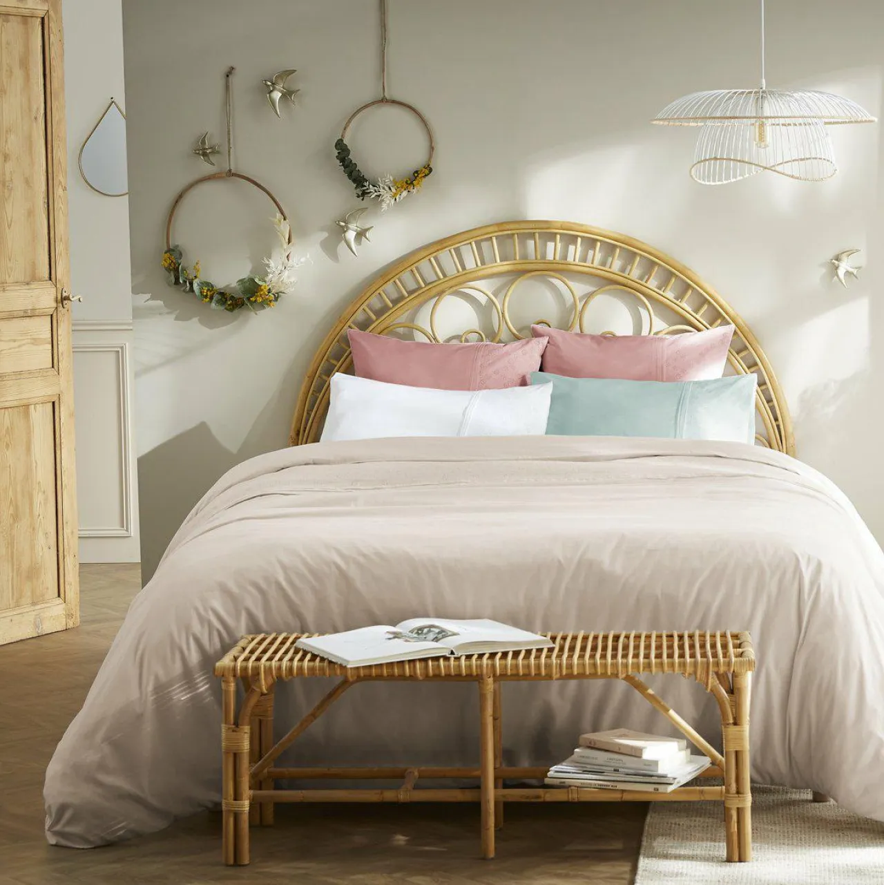 L'EFFET PAPILLON Housse de couette dentelle coton (240 x 220 cm) Jeanne he Blanc Discount
