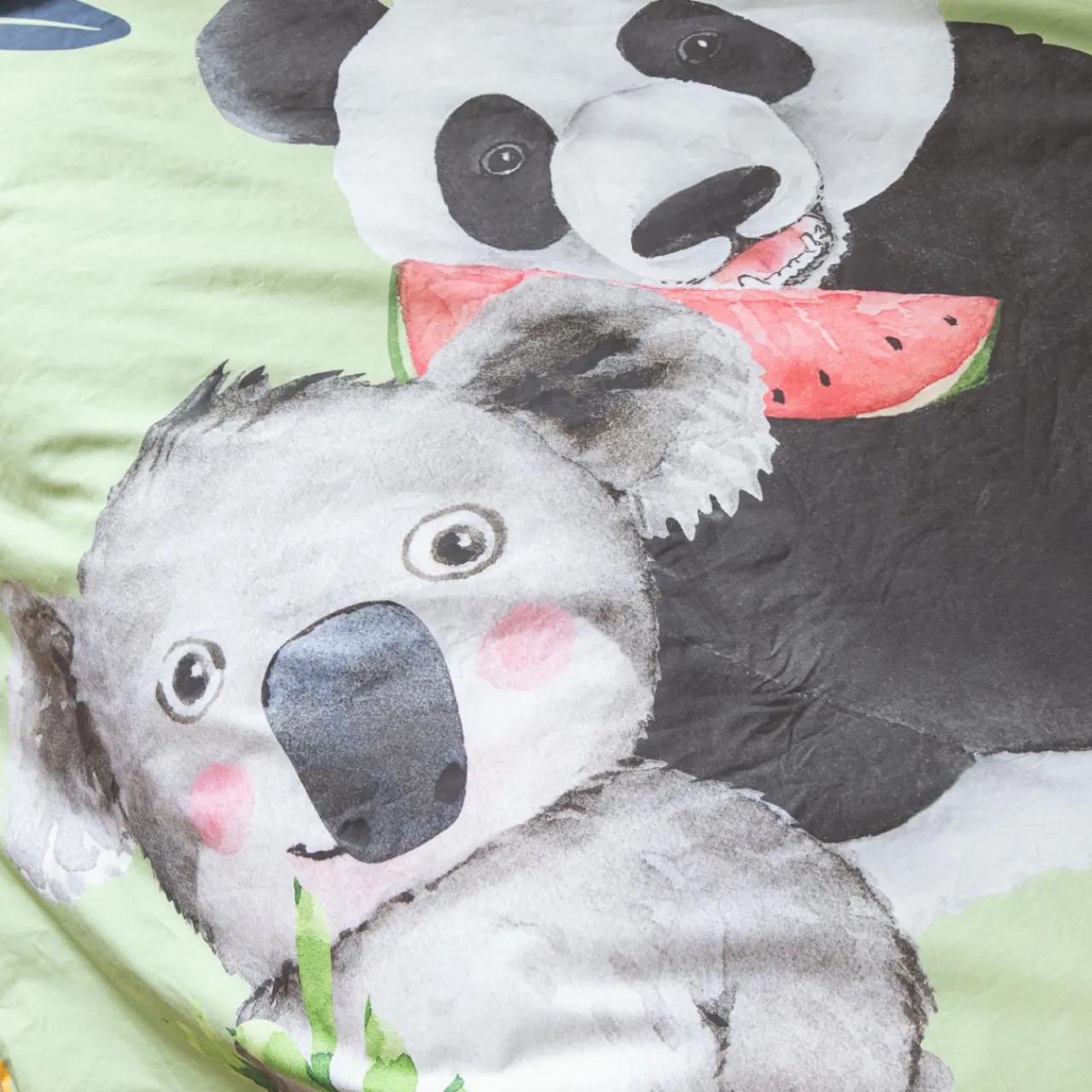 TRADILINGE Housse de couette enfant percale de coton (140 x 200 cm) Panda e Vert Best