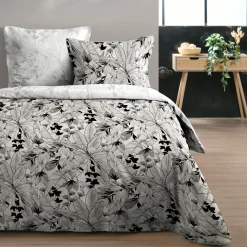 STOF Housse de couette et deux taies d'oreiller en coton (260 x 240 cm) Surya Noir Hot