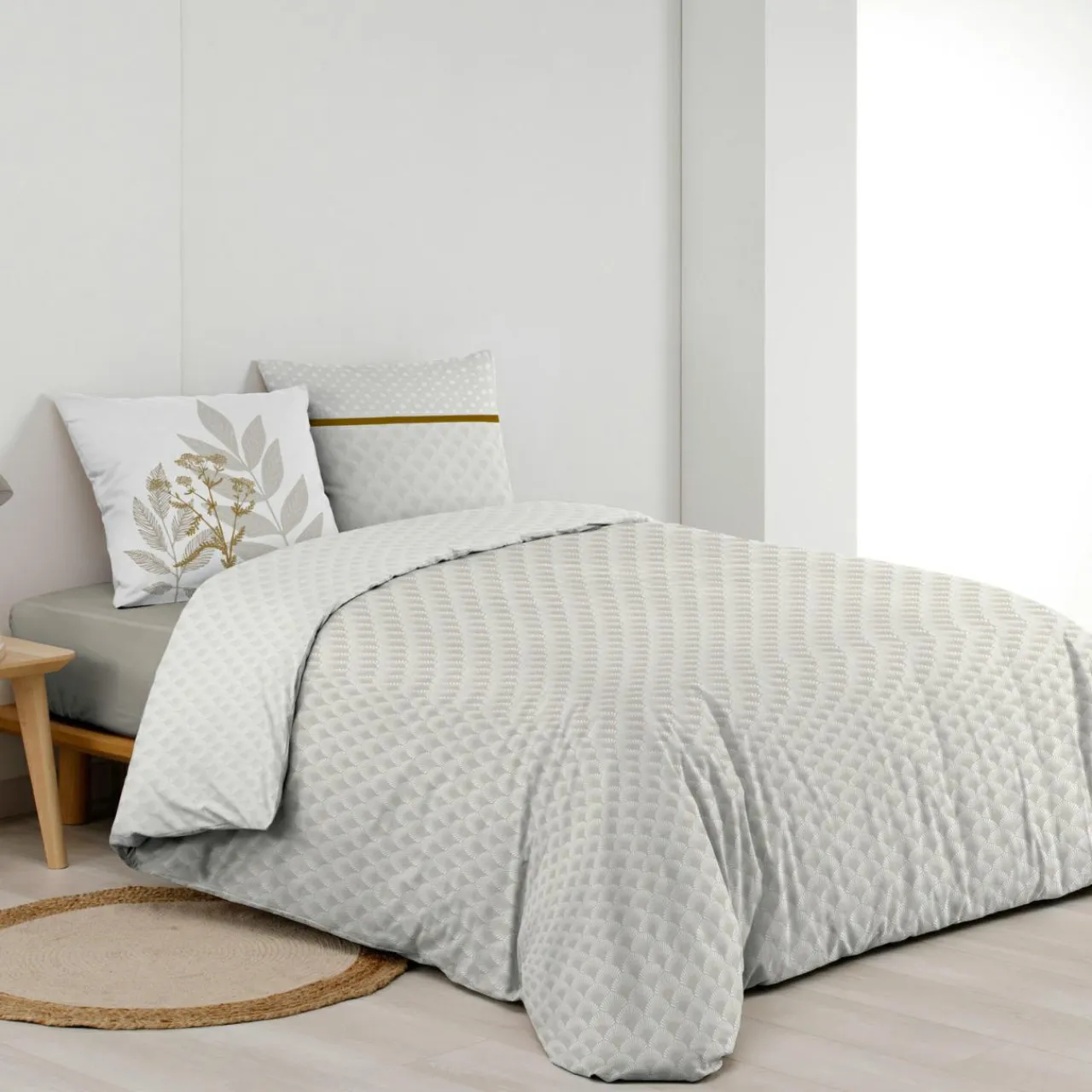 douceur d'intu017drieur Housse de couette et deux taies d'oreiller en coton (240 x 220 cm) Raoni Beige Discount