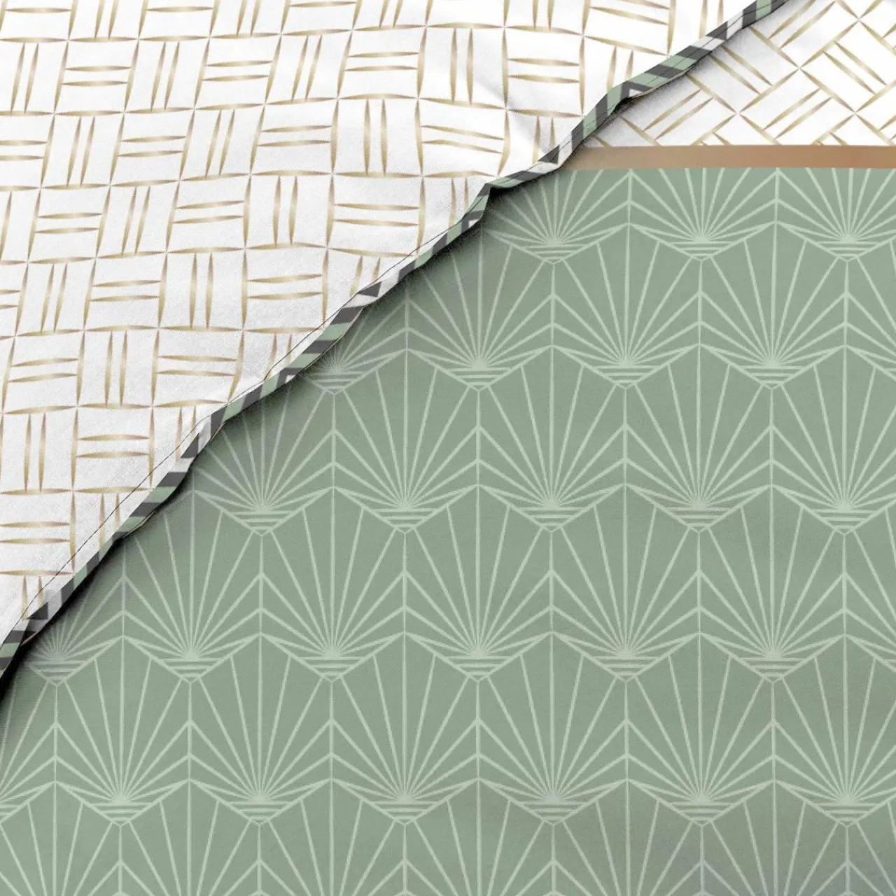 DOUCEUR D'INTERIEUR Housse de couette et deux taies percale de coton (240 x 220 cm) Belor e Vert Hot