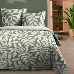 STOF Housse de couette et deux taies d'oreiller en coton (240 x 220 cm) Hakol Vert New