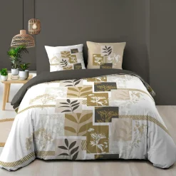 douceur d'intu017drieur Housse de couette et deux taies d'oreiller en coton (240 x 220 cm) Utopia Beige Outlet