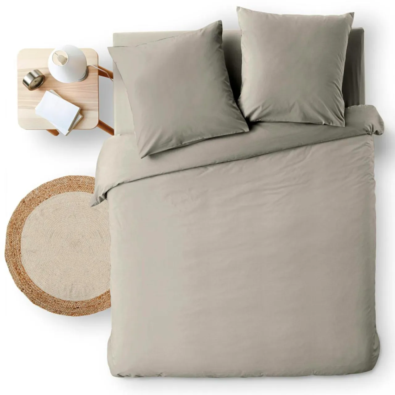 douceur d'intu017drieur Housse de couette et deux taies d'oreiller coton (240 x 220 cm) Meline Gris Anthracite Sale
