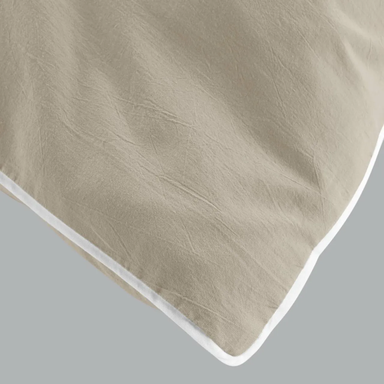 DOUCEUR D'INTERIEUR Housse de couette et deux taies coton lavé (260 x 240 cm) Linette Beige Outlet