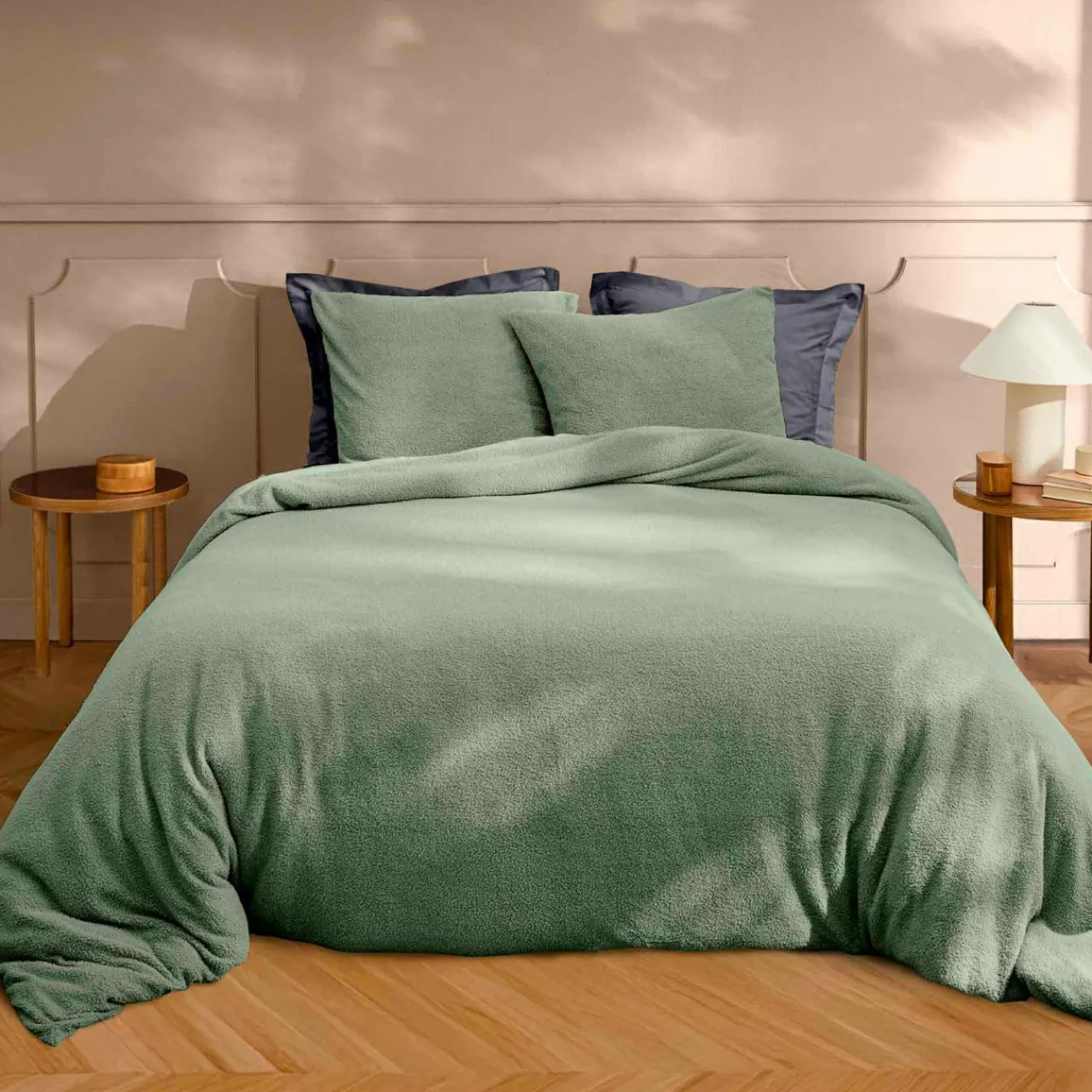 douceur d'intu017drieur Housse de couette et deux taies d'oreiller bouclette (240 x 220 cm) Helena cédre Vert New