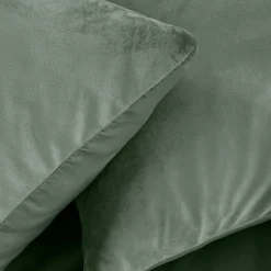douceur d'intu017drieur Housse de couette et deux taies d'oreiller velours (240 x 220 cm) Velina cèdre Vert Discount