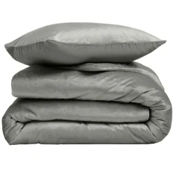 douceur d'intu017drieur Housse de couette et deux taies d'oreiller velours (240 x 220 cm) Velina Gris Anthracite Clearance
