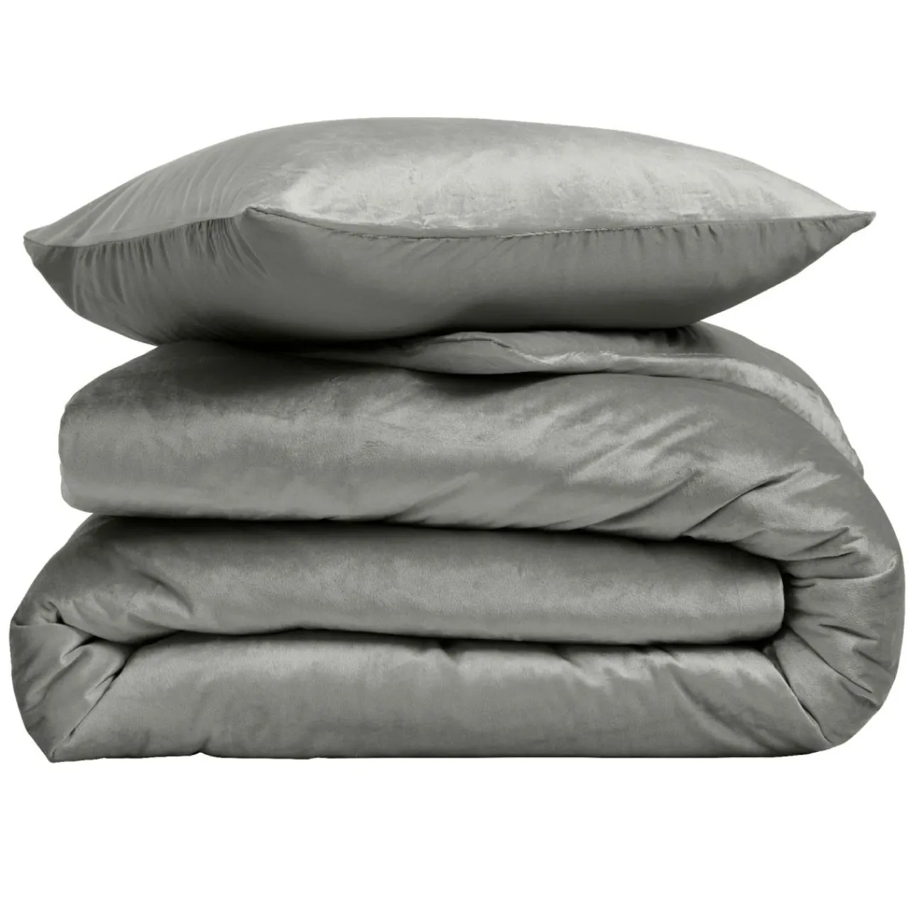 douceur d'intu017drieur Housse de couette et deux taies d'oreiller velours (240 x 220 cm) Velina Gris Anthracite Clearance