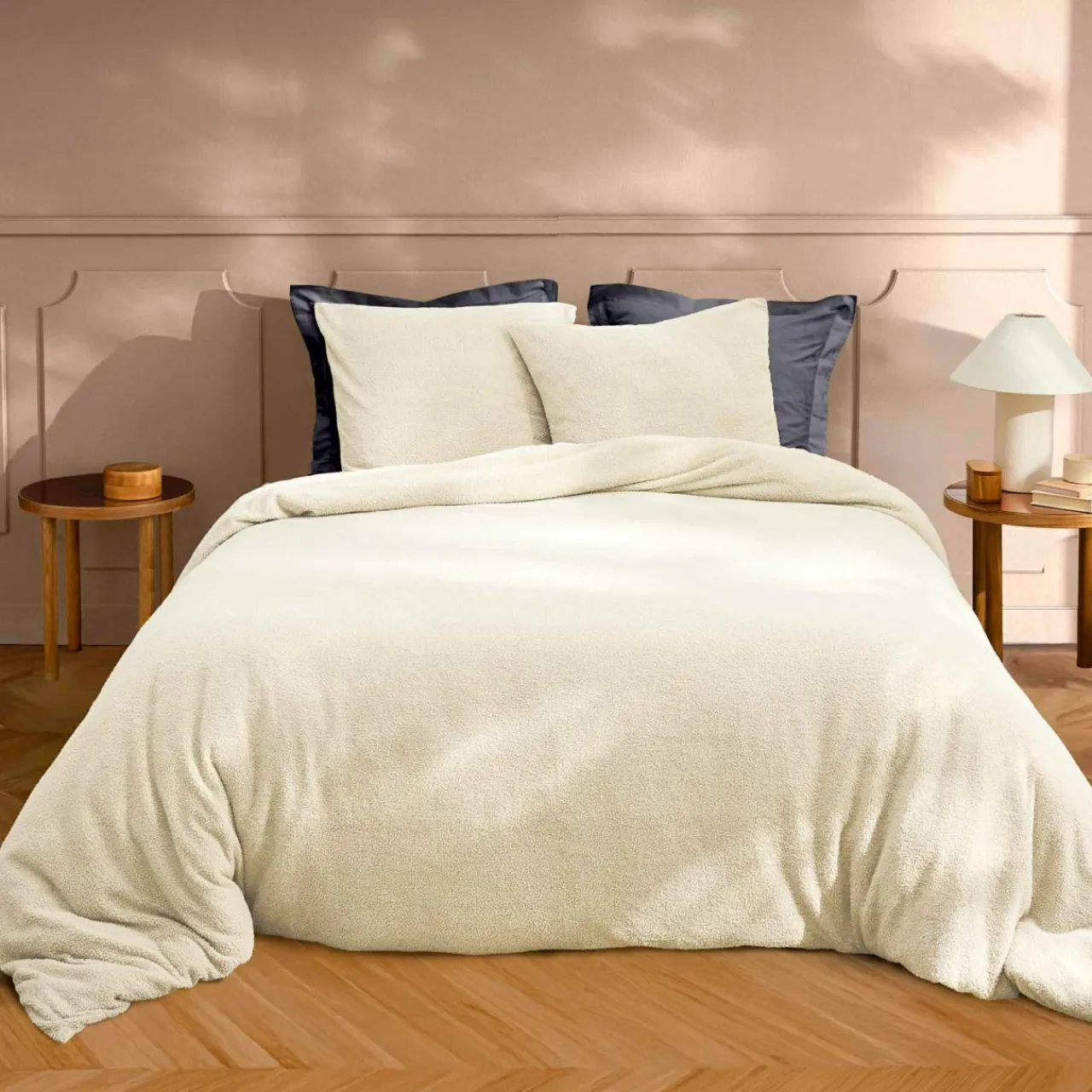 douceur d'intu017drieur Housse de couette et deux taies d'oreiller bouclette (240 x 220 cm) Helena Ecru Discount