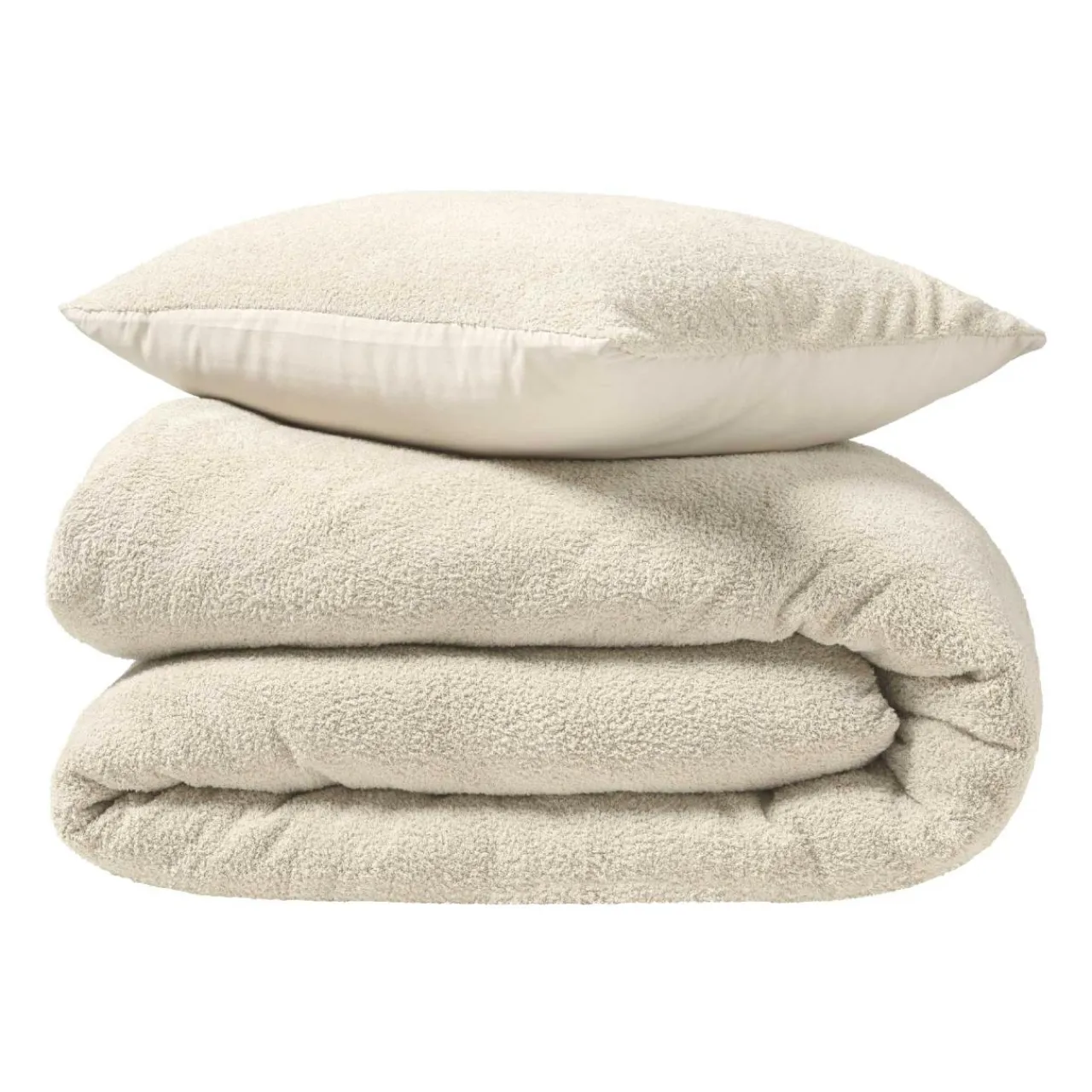 douceur d'intu017drieur Housse de couette et deux taies d'oreiller bouclette (240 x 220 cm) Helena Ecru Discount