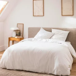 douceur d'intu017drieur Housse de couette et deux taies d'oreiller coton (260 x 240 cm) Meline Blanc Outlet