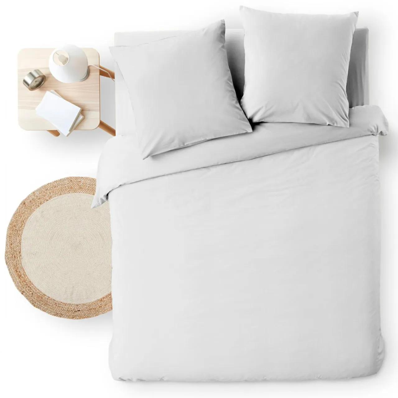 douceur d'intu017drieur Housse de couette et deux taies d'oreiller coton (260 x 240 cm) Meline Blanc Outlet