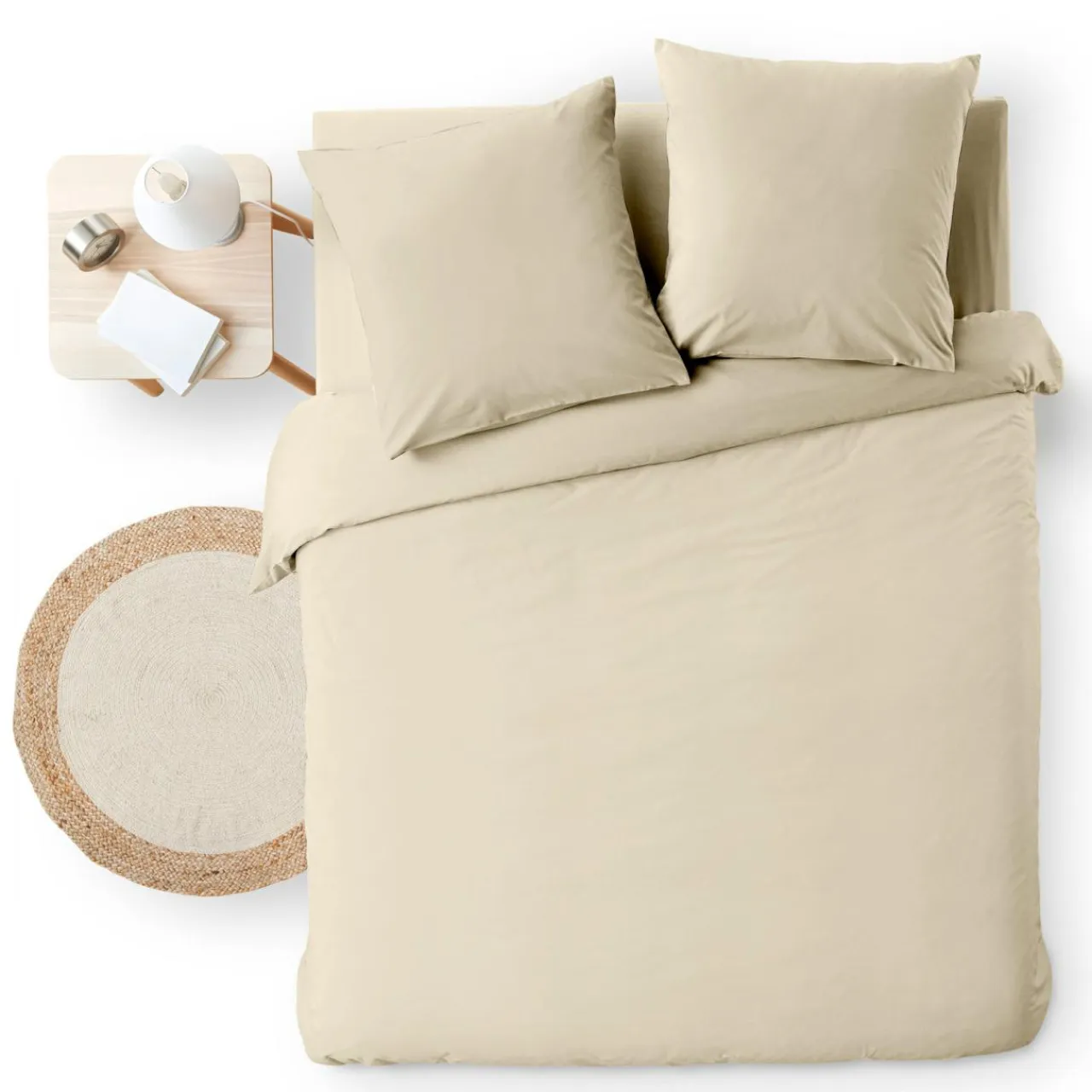 douceur d'intu017drieur Housse de couette et deux taies d'oreiller coton (240 x 220 cm) Meline sable Beige Hot