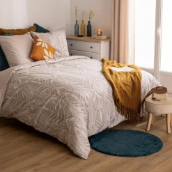 ATMOSPHERA Housse de couette et deux taies coton (240 x 220 cm) Nalh Beige New