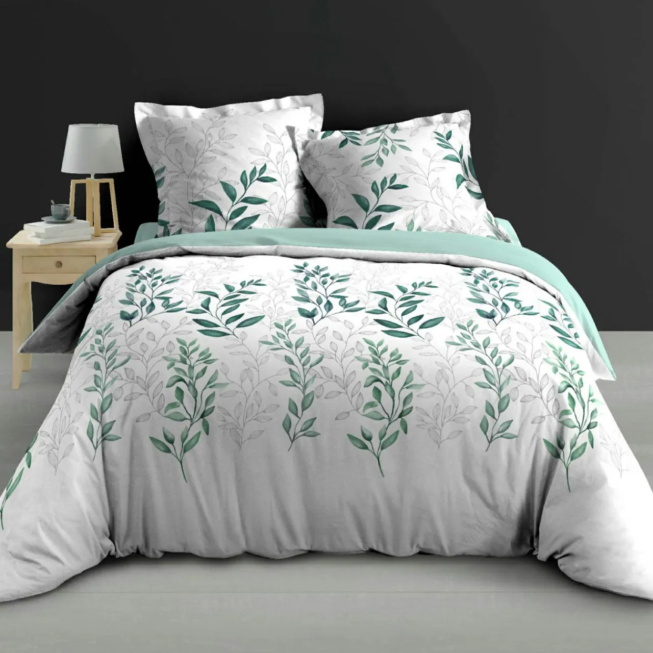 douceur d'intu017drieur Housse de couette et deux taies d'oreiller percale de coton (260 x 240 cm) Wendy e Vert
