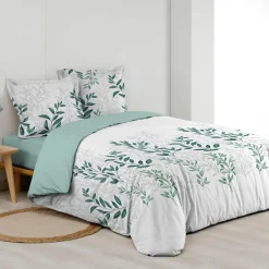 douceur d'intu017drieur Housse de couette et deux taies d'oreiller percale de coton (260 x 240 cm) Wendy e Vert