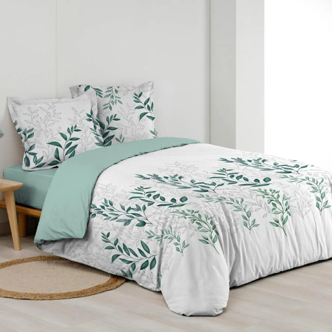 douceur d'intu017drieur Housse de couette et deux taies d'oreiller percale de coton (260 x 240 cm) Wendy e Vert