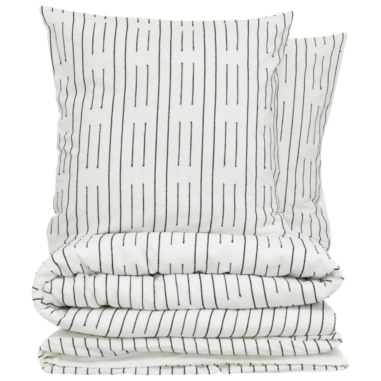 Atmosphera, cru017dateur d'intu017drieur Housse de couette et deux taies coton (260 x 240 cm) Dobby Grise Blanc Hot