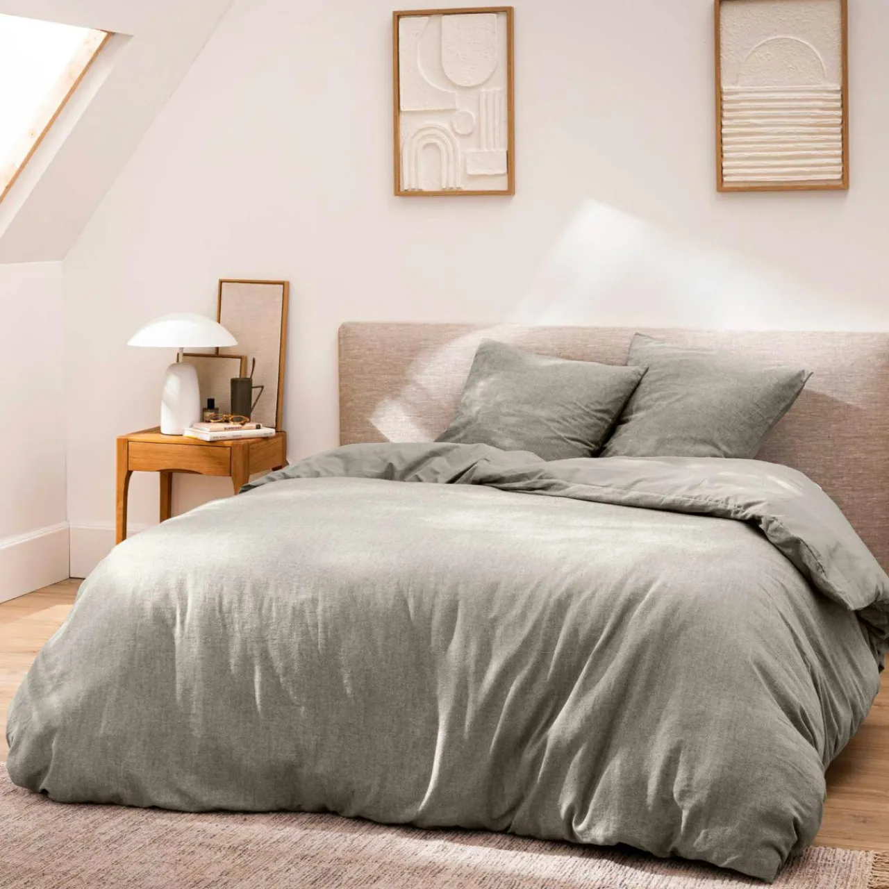douceur d'intu017drieur Housse de couette et deux taies d'oreiller coton (260 x 240 cm) Meline Gris Anthracite Clearance