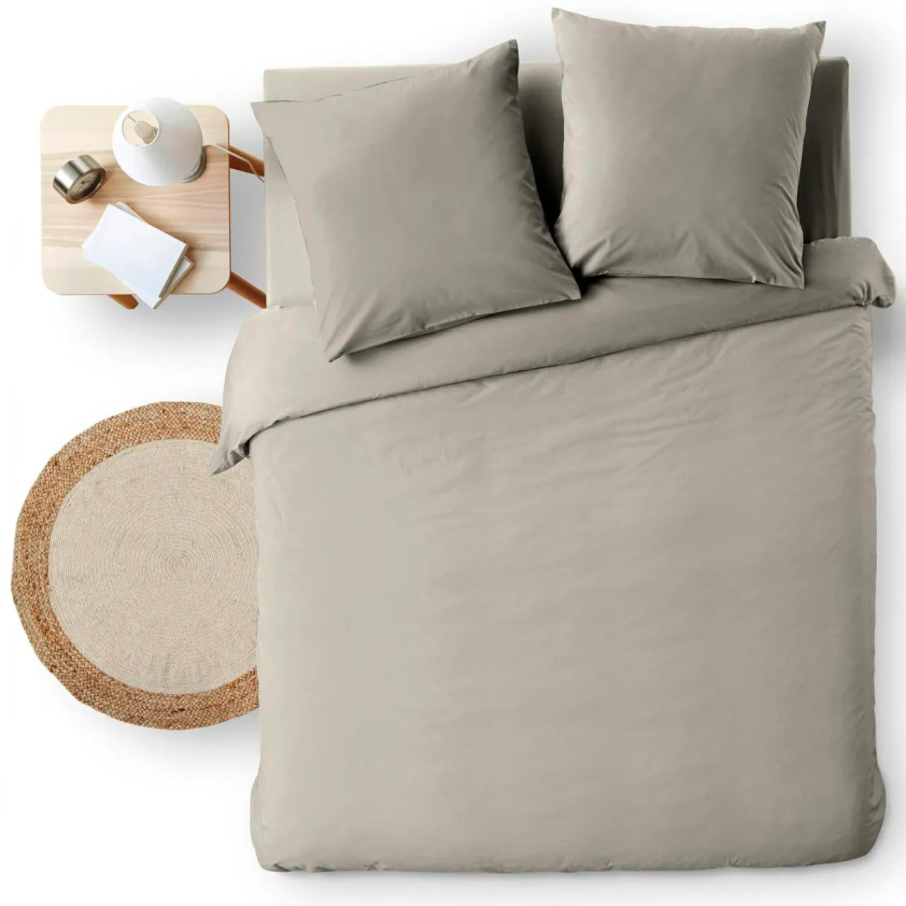 douceur d'intu017drieur Housse de couette et deux taies d'oreiller coton (260 x 240 cm) Meline Gris Anthracite Clearance