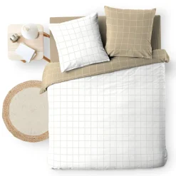 douceur d'intu017drieur Housse de couette et deux taies d'oreiller en coton (240 x 220 cm) Cadria Blanc New