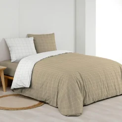 douceur d'intu017drieur Housse de couette et deux taies d'oreiller en coton (240 x 220 cm) Cadria Blanc New