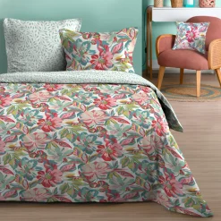 STOF Housse de couette et deux taies d'oreiller en coton (240 x 220 cm) Martina Multicolore Outlet