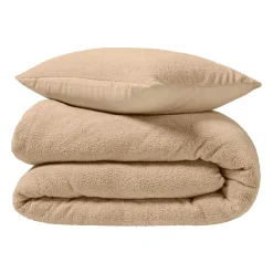 douceur d'intu017drieur Housse de couette et deux taies d'oreiller bouclette (240 x 220 cm) Helena sable Beige