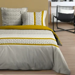STOF Housse de couette et deux taies d'oreiller en coton (240 x 220 cm) Pixus Beige New